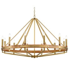 Corey Iron & Oak Wood 12 Light Pendant
